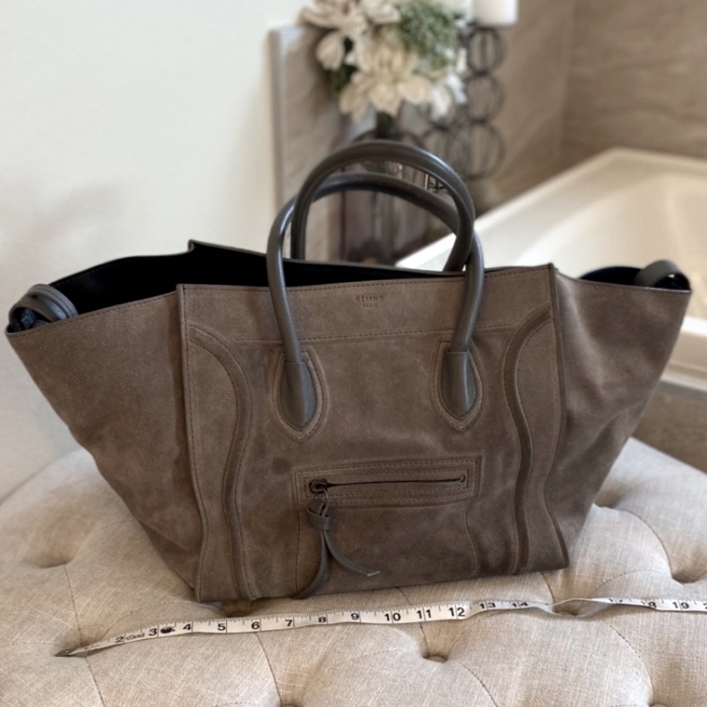 Celine Gray Suede Leather Phantom Bag